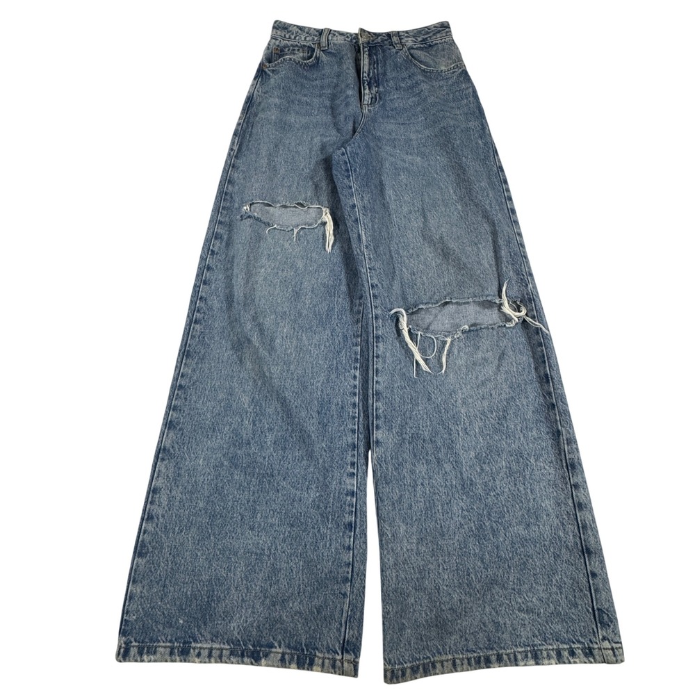 Y2K Garage Denim Wide Leg Distressed Jeans Women's 5/27 Baggy Grunge Streetwear